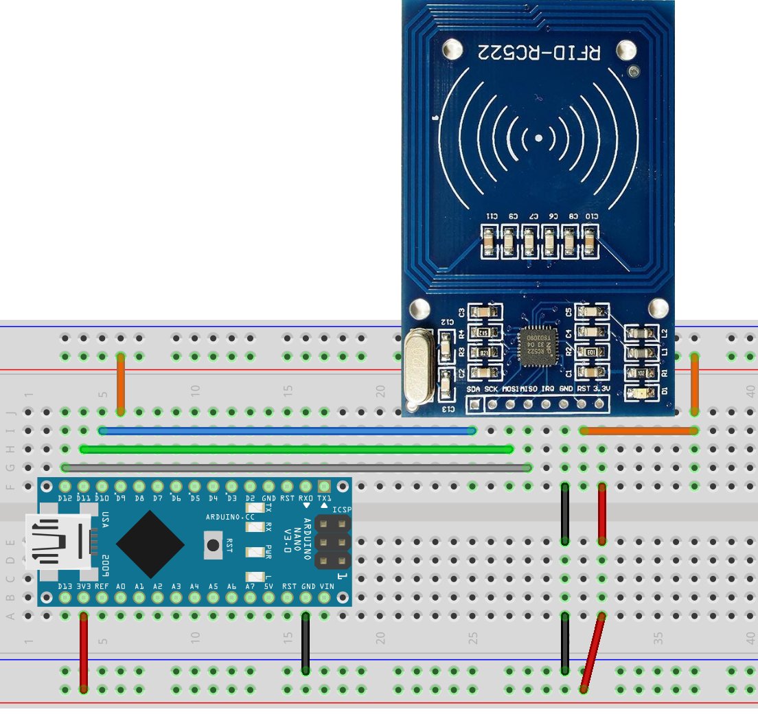 Schemat podłączenia RC522 RFID do Arduino NANO